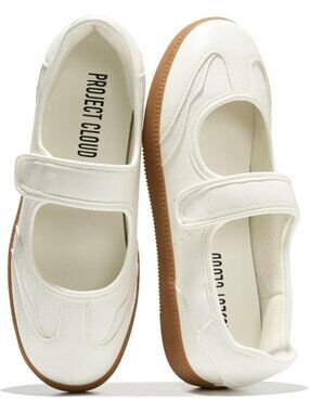 Women's White Closed Toe Non-Slip Flat Lightweight Slip On Mary Jane Sneaker